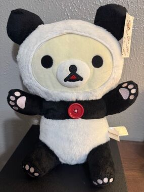 New Rilakkuma Korilakkuma Says Hi Panda 11” Plush By San-X Black White